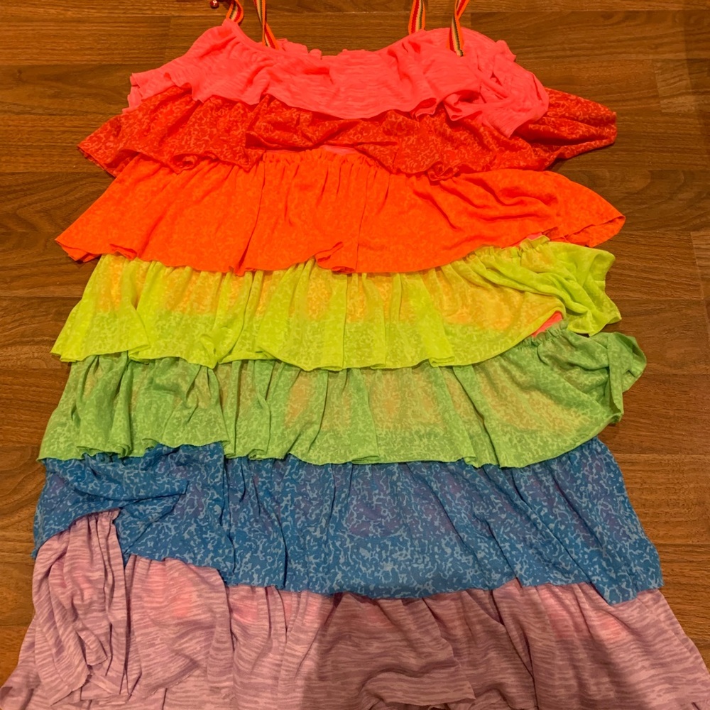 Pitusa tiered rainbow mini dress